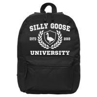 Silly Goose University Funny Meme School Bird Sweatshirt 16 in Basic Backpack