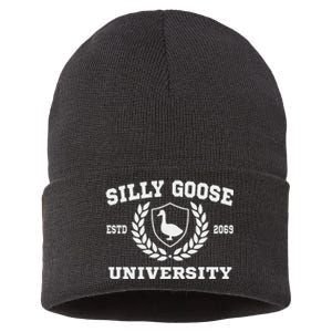 Silly Goose University Funny Meme School Bird Sweatshirt Sustainable Knit Beanie