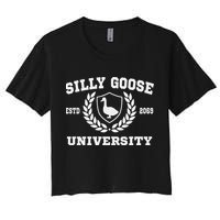 Silly Goose University Funny Meme School Bird Sweatshirt Women's Crop Top Tee