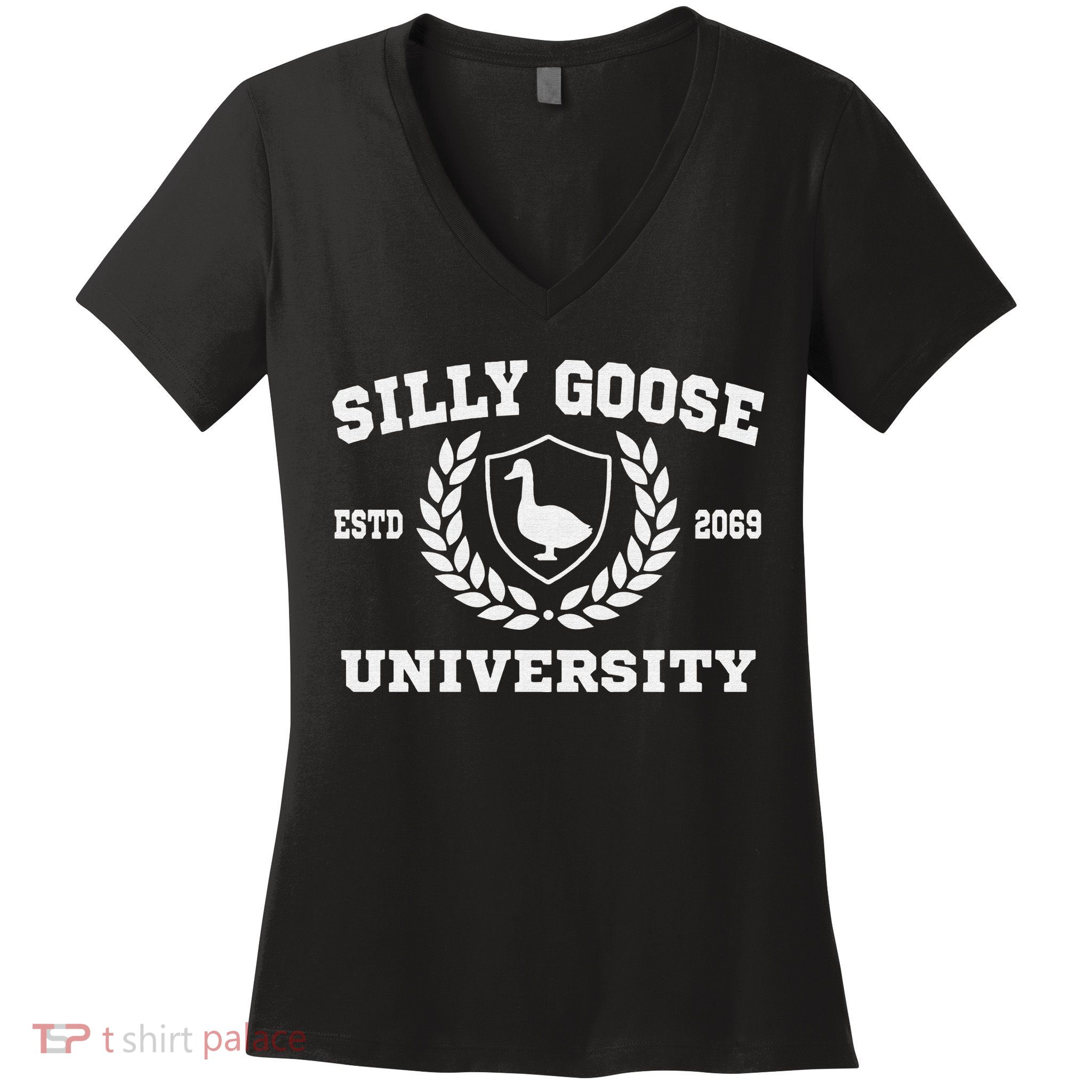 Silly Goose University Funny Meme School Bird Sweatshirt Women's V-Neck T-Shirt