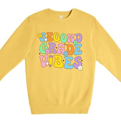 Second Grade Vibes Back To School Retro 2Nd Grade Teachers Gift Premium Crewneck Sweatshirt