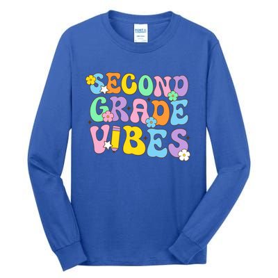 Second Grade Vibes Back To School Retro 2Nd Grade Teachers Gift Tall Long Sleeve T-Shirt