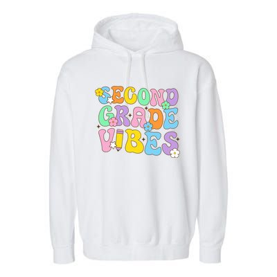 Second Grade Vibes Back To School Retro 2Nd Grade Teachers Gift Garment-Dyed Fleece Hoodie