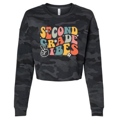 Second Grade Vibes Team 2nd Grade Groovy Back To School Cropped Pullover Crew