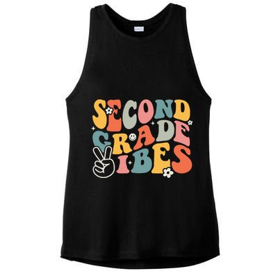 Second Grade Vibes Team 2nd Grade Groovy Back To School Ladies PosiCharge Tri-Blend Wicking Tank