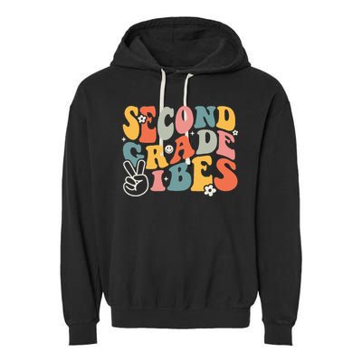 Second Grade Vibes Team 2nd Grade Groovy Back To School Garment-Dyed Fleece Hoodie