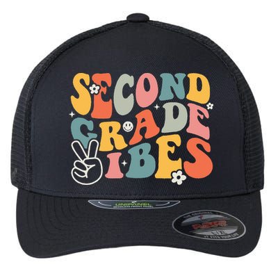 Second Grade Vibes Team 2nd Grade Groovy Back To School Flexfit Unipanel Trucker Cap