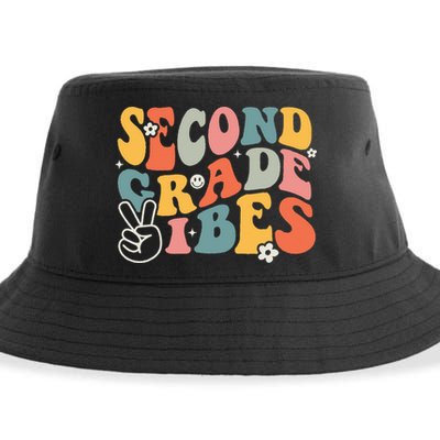 Second Grade Vibes Team 2nd Grade Groovy Back To School Sustainable Bucket Hat