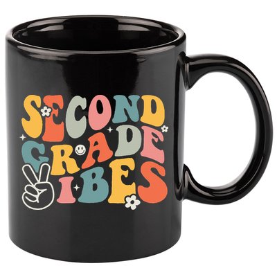 Second Grade Vibes Team 2nd Grade Groovy Back To School 11oz C Handle Ceramic Mug