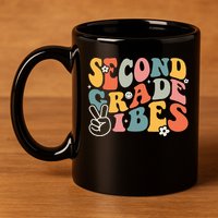 Second Grade Vibes Team 2nd Grade Groovy Back To School 11oz C Handle Ceramic Mug