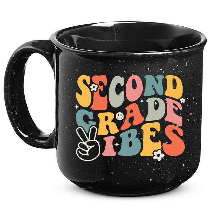 Second Grade Vibes Team 2nd Grade Groovy Back To School 15oz Campfire Ceramic Mug
