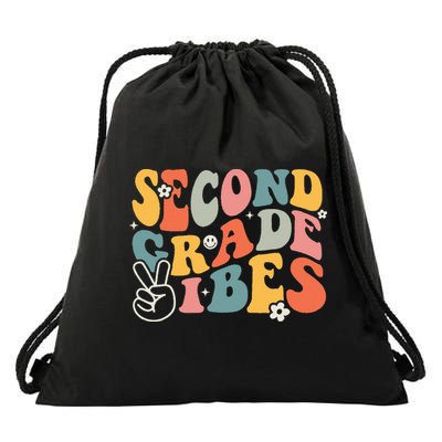 Second Grade Vibes Team 2nd Grade Groovy Back To School Drawstring Bag