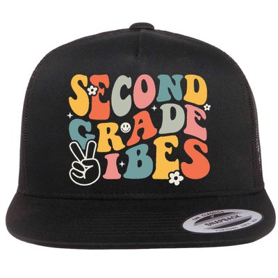 Second Grade Vibes Team 2nd Grade Groovy Back To School Flatbill Hat