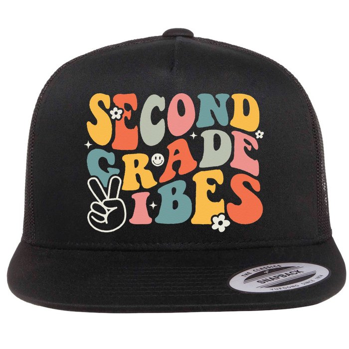 Second Grade Vibes Team 2nd Grade Groovy Back To School Flatbill Hat