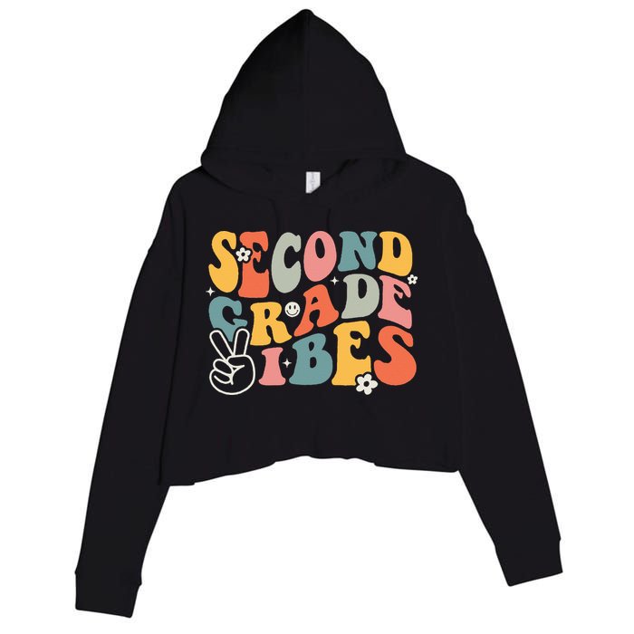 Second Grade Vibes Team 2nd Grade Groovy Back To School Crop Fleece Hoodie