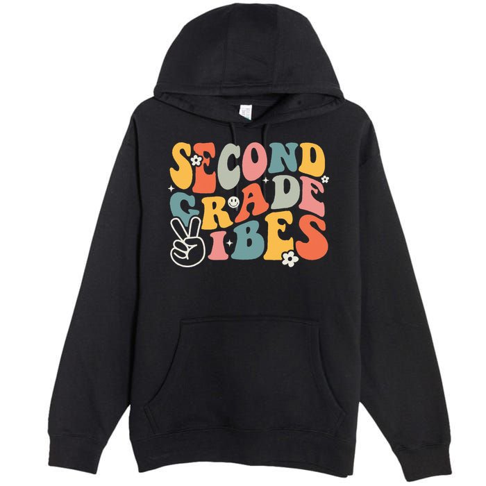 Second Grade Vibes Team 2nd Grade Groovy Back To School Premium Pullover Hoodie