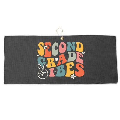 Second Grade Vibes Team 2nd Grade Groovy Back To School Large Microfiber Waffle Golf Towel
