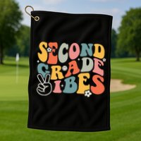Second Grade Vibes Team 2nd Grade Groovy Back To School Golf Towel