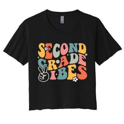 Second Grade Vibes Team 2nd Grade Groovy Back To School Crop Top