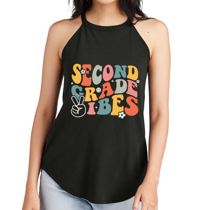 Second Grade Vibes Team 2nd Grade Groovy Back To School Women's Perfect Tri Rocker Tank