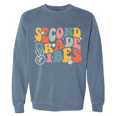 Second Grade Vibes Team 2nd Grade Groovy Back To School Garment-Dyed Sweatshirt