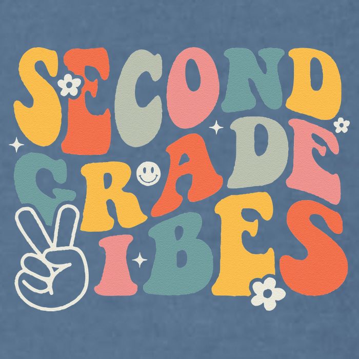 Second Grade Vibes Team 2nd Grade Groovy Back To School Garment-Dyed Sweatshirt
