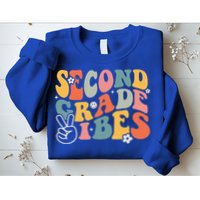 Second Grade Vibes Team 2nd Grade Groovy Back To School Sweatshirt