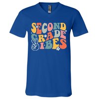 Second Grade Vibes Team 2nd Grade Groovy Back To School V-Neck T-Shirt