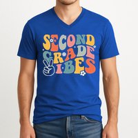 Second Grade Vibes Team 2nd Grade Groovy Back To School V-Neck T-Shirt
