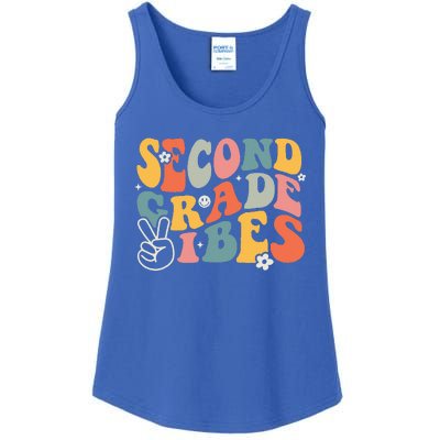 Second Grade Vibes Team 2nd Grade Groovy Back To School Ladies Essential Tank