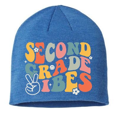 Second Grade Vibes Team 2nd Grade Groovy Back To School Sustainable Beanie