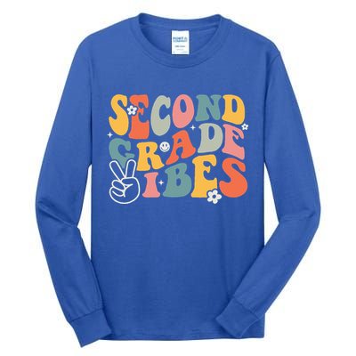 Second Grade Vibes Team 2nd Grade Groovy Back To School Tall Long Sleeve T-Shirt