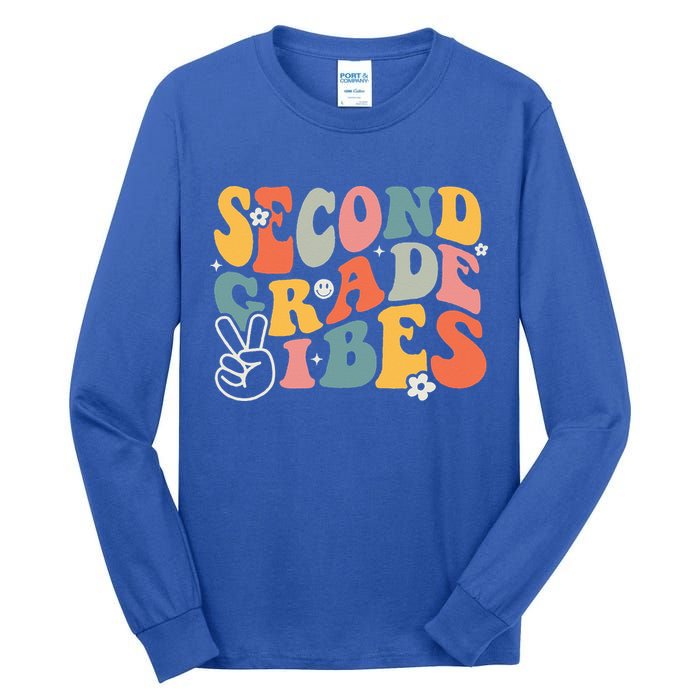 Second Grade Vibes Team 2nd Grade Groovy Back To School Tall Long Sleeve T-Shirt