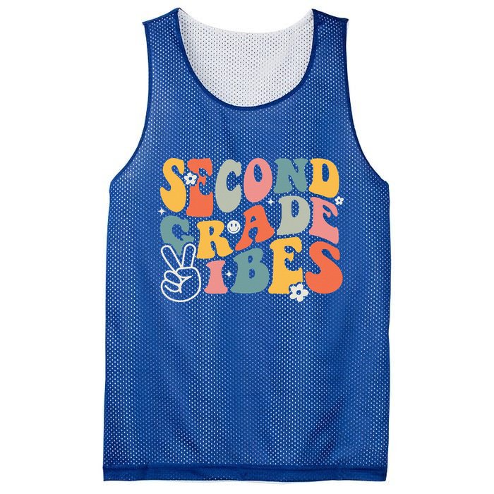 Second Grade Vibes Team 2nd Grade Groovy Back To School Mesh Reversible Basketball Jersey Tank