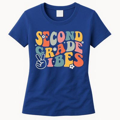 Second Grade Vibes Team 2nd Grade Groovy Back To School Womens T-Shirt