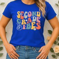 Second Grade Vibes Team 2nd Grade Groovy Back To School Womens T-Shirt
