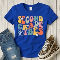 Second Grade Vibes Team 2nd Grade Groovy Back To School Womens T-Shirt