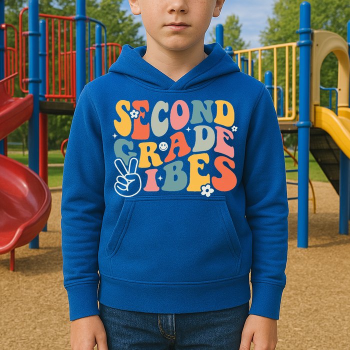 Second Grade Vibes Team 2nd Grade Groovy Back To School Kids Hoodie