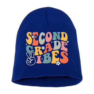 Second Grade Vibes Team 2nd Grade Groovy Back To School Short Acrylic Beanie