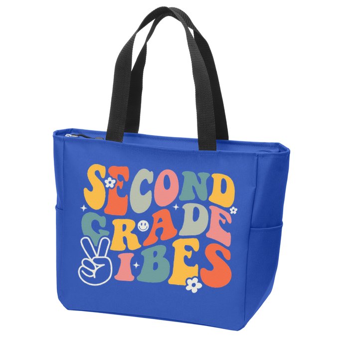 Second Grade Vibes Team 2nd Grade Groovy Back To School Zip Tote Bag