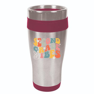 Second Grade Vibes Team 2nd Grade Groovy Back To School 16oz Travel Tumbler