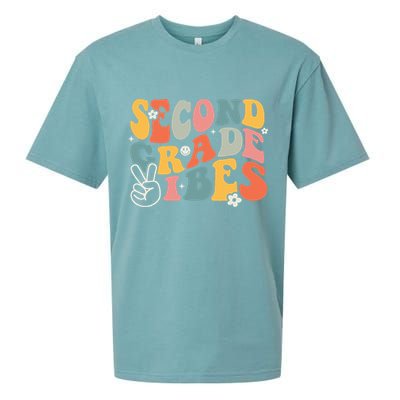 Second Grade Vibes Team 2nd Grade Groovy Back To School Sueded Cloud Jersey T-Shirt