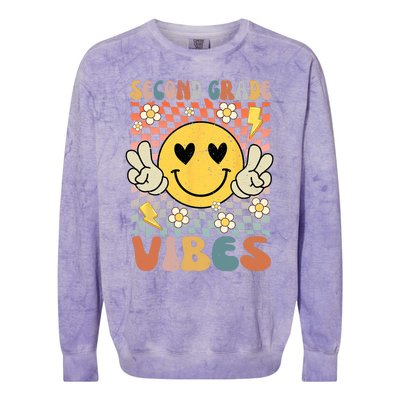 Second Grade Vibes 2nd Grade Retro Teacher 1st Day Of School Colorblast Crewneck Sweatshirt