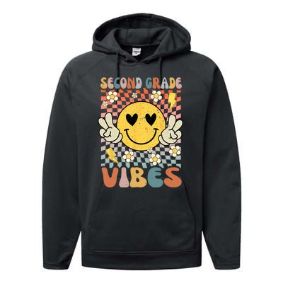 Second Grade Vibes 2nd Grade Retro Teacher 1st Day Of School Performance Fleece Hoodie