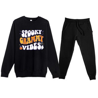 Spooky Grammy Vibes Halloween Gift Premium Crewneck Sweatsuit Set