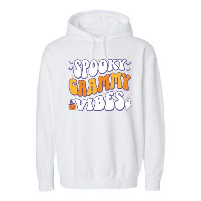 Spooky Grammy Vibes Halloween Gift Garment-Dyed Fleece Hoodie