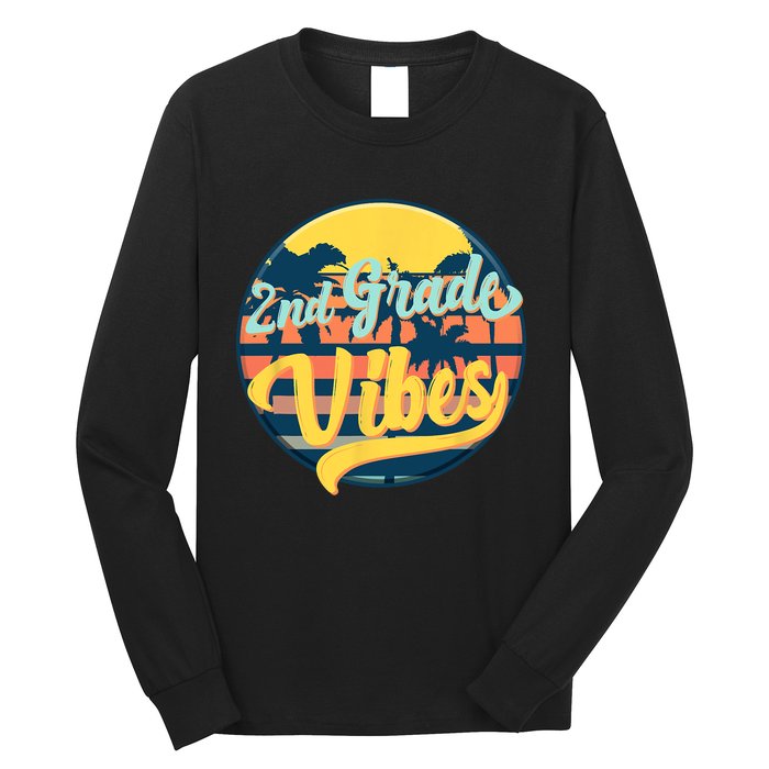 Second Grade Vibes Team 2nd Grade Teacher Or Student Retro Long Sleeve Shirt