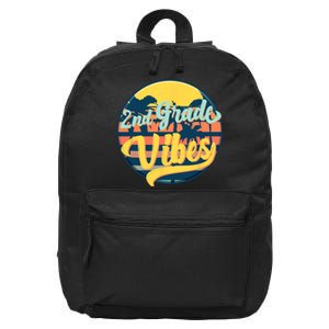 Second Grade Vibes Team 2nd Grade Teacher Or Student Retro 16 in Basic Backpack