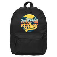 Second Grade Vibes Team 2nd Grade Teacher Or Student Retro 16 in Basic Backpack