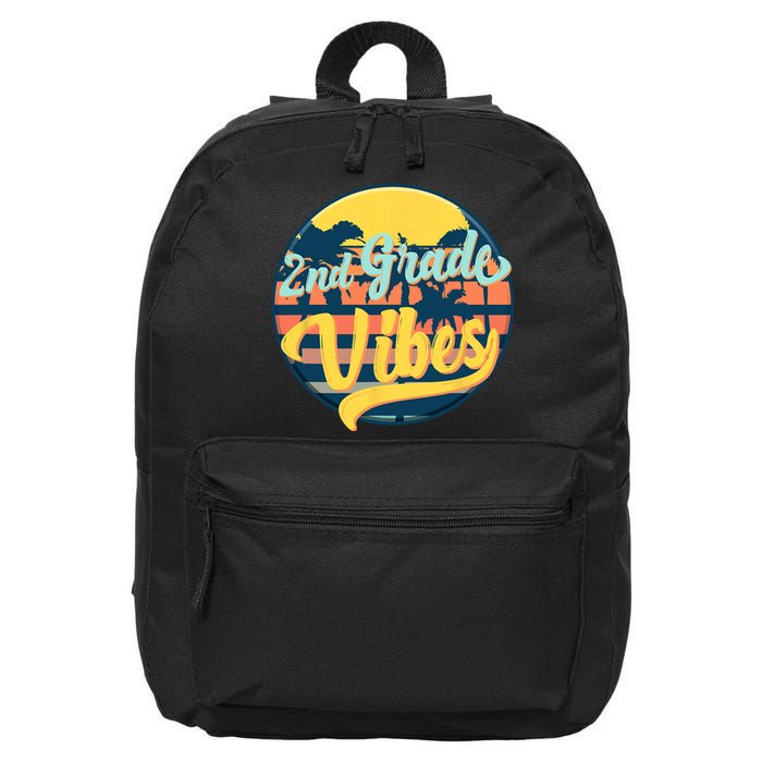 Second Grade Vibes Team 2nd Grade Teacher Or Student Retro 16 in Basic Backpack